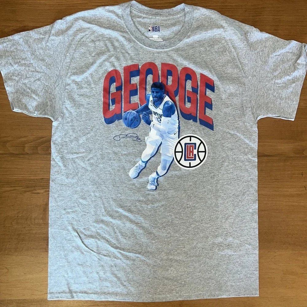 NWOT Paul George Los Angeles Clippers Men's Large‎ Short Sleeve T Shirt Gray
